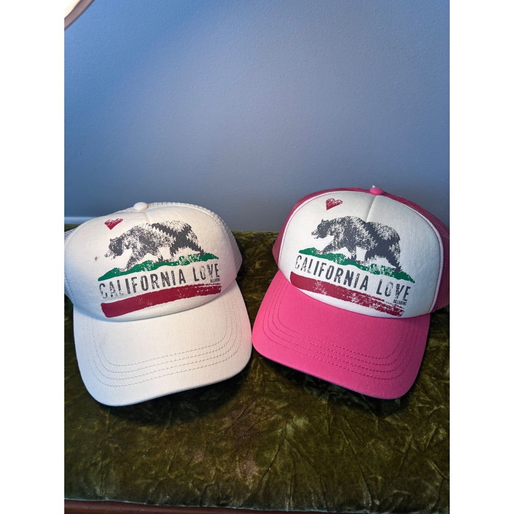 Billabong‎ California Love Pitstop Trucker Hat Set lot of 2 Pink White new